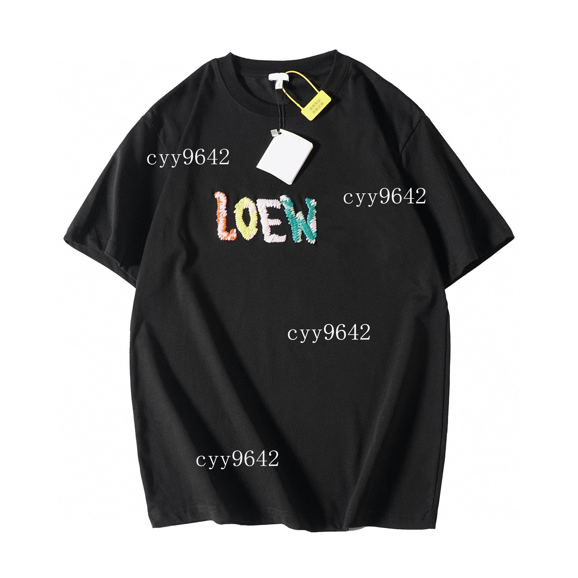Men's Plus Tees & Polos t-shirts Custom woven and dyed fabric with comfortable and soft texture. Embroidered graffiti letter on the chest, loose 4t2r