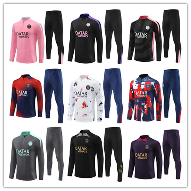 Paris soccer tracksuit 2024 2025 MBAPPE kids and men 21 22 23 24 25 PSGes training suit long sleeve Football soccer Jersey kit uniform chandal adult PLAYER VERSION