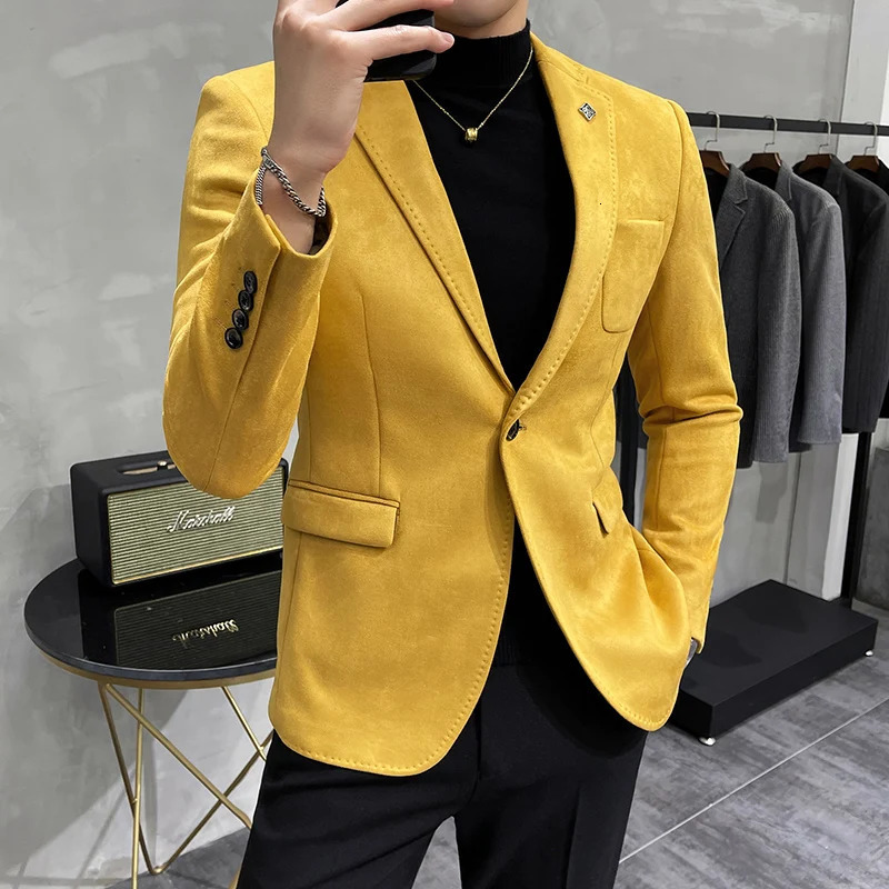 2023 High Quality Blazer Mens British Trend Premium Simple Business Elegant Fashion Casual Gentleman Slim Suit Deer Velv Jacket y240821