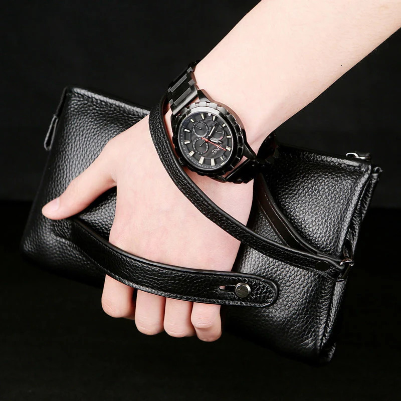 Fashionable leather mens clutch bag antitheft and waterproof business wallet soft birthday gift 240808