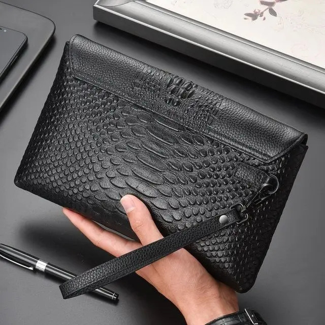 Fashion Business Mens Long Wallet High Quality Natural Leather Cow Cash 240808