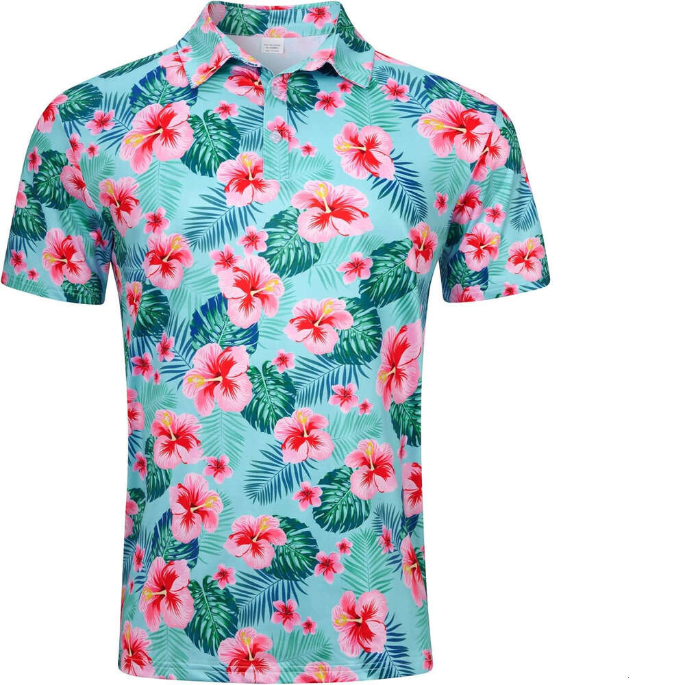 Fashion Mens Polo shirt Shirts Short Dry Fit flower 3D Print Moisture Wicking Funny Golf Shirt Polos shirts tshirt Casual tops summer clothes