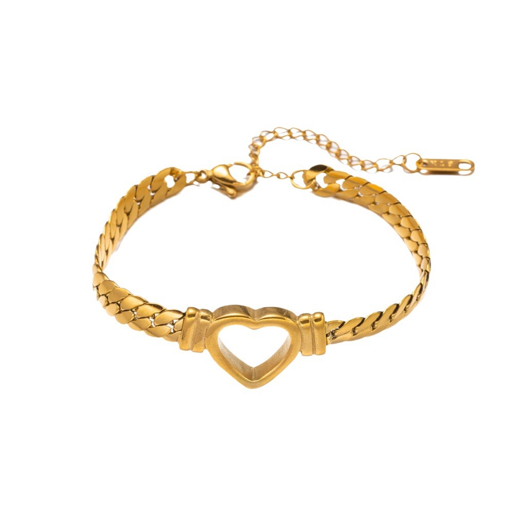 Heart shaped whip chain Ins popular bracelet titanium steel non fading necklace unisex gift for friends