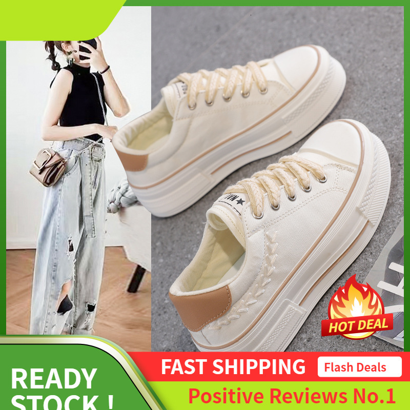 Ddmysports Ddmysports Little White Summer And Autumn New Spring Versatile Super Ot Casual Student Trend Thick Soled Canvas Board For Women Outdoor Sho