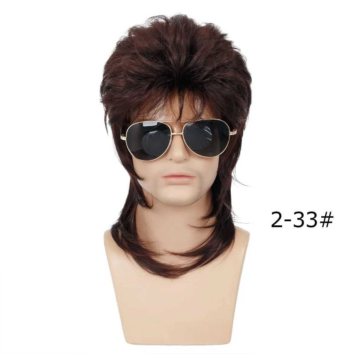 Synthetic curly hair blonde wig Mullet 80s mens arm machine heat-resistant clothing Halloween disco party daily W240808