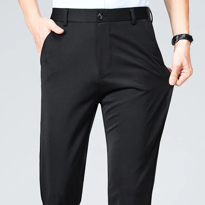 Mens elastic casual pants business suit pants spring and summer breathable dress pants full-length mens work clothes240808