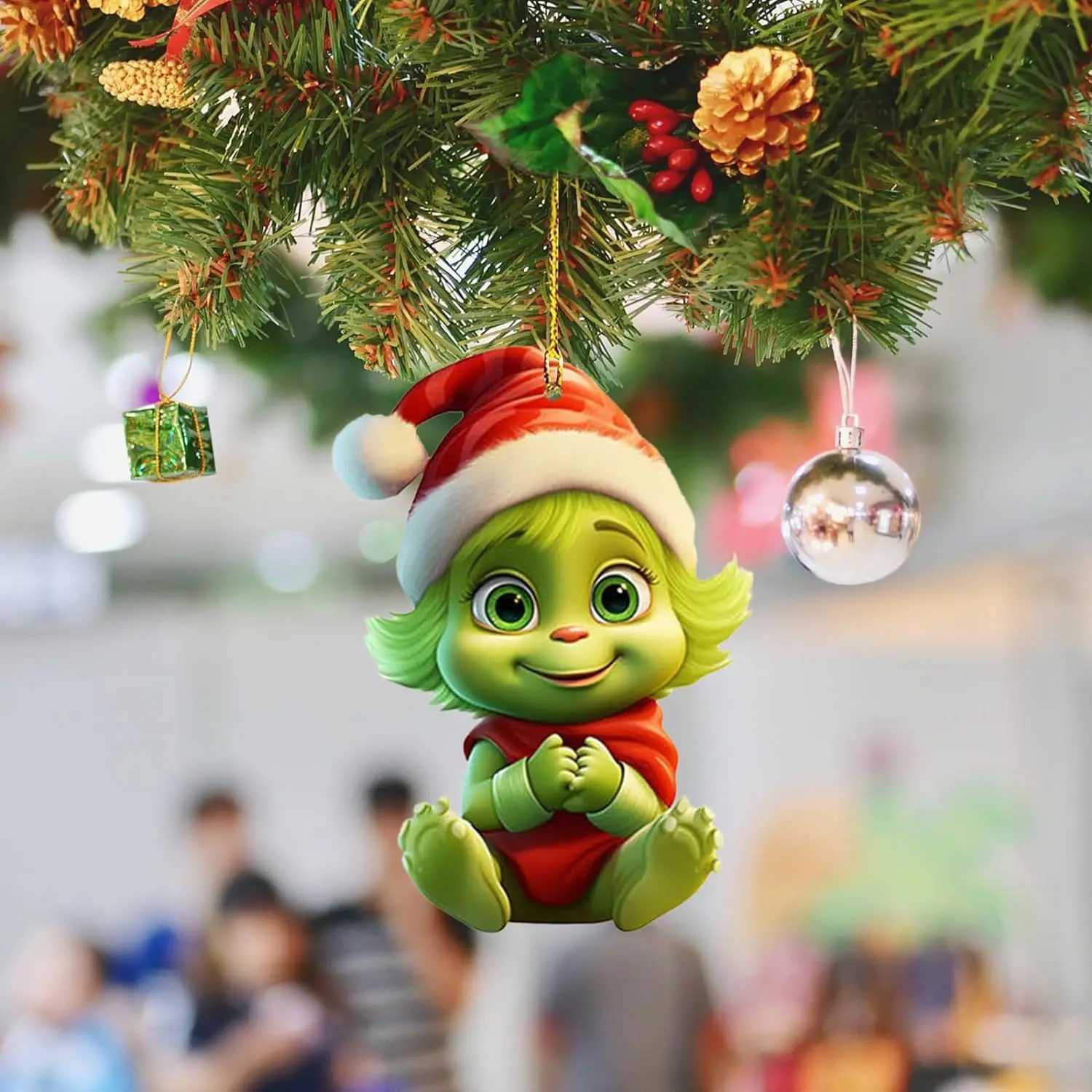 New Hanging Ornaments 10pc Grinch Green Hair Monster Pendants Party Christmas Tree Decorations Gift Y240808