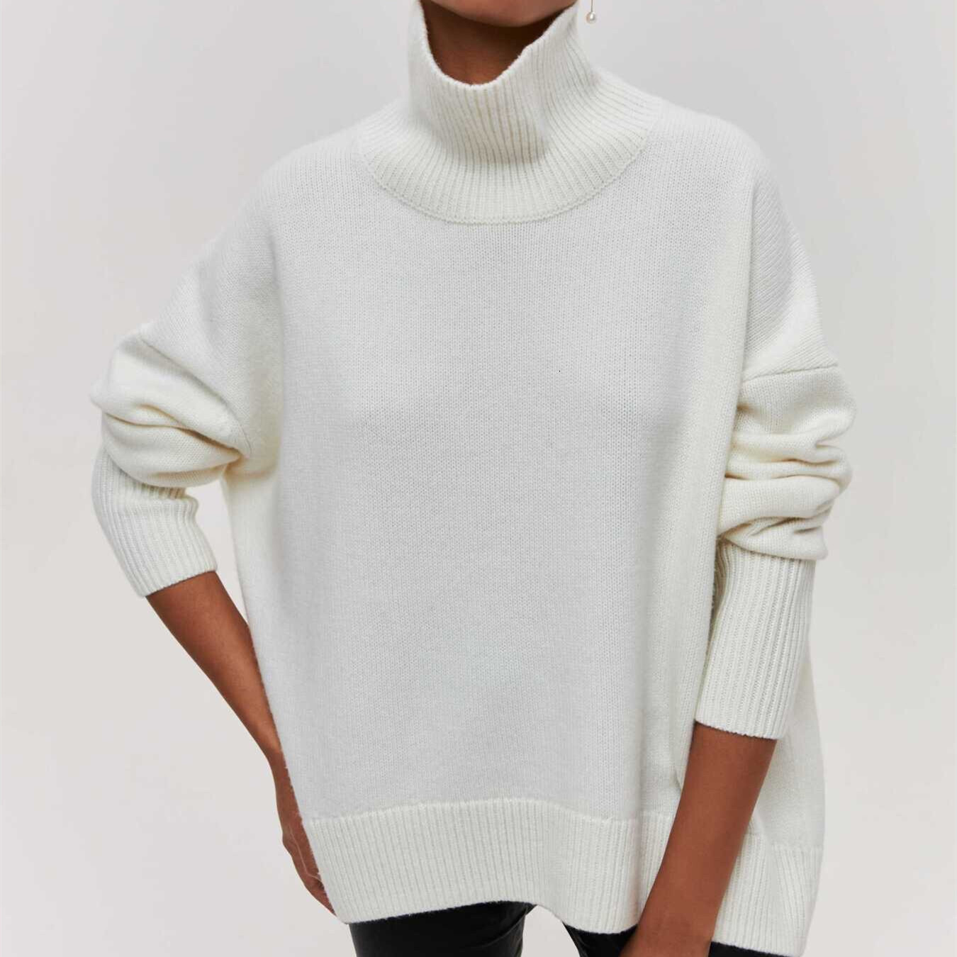 Women's new long thread loose high neck autumn/winter Russian knit sweater dongdumaoyi
