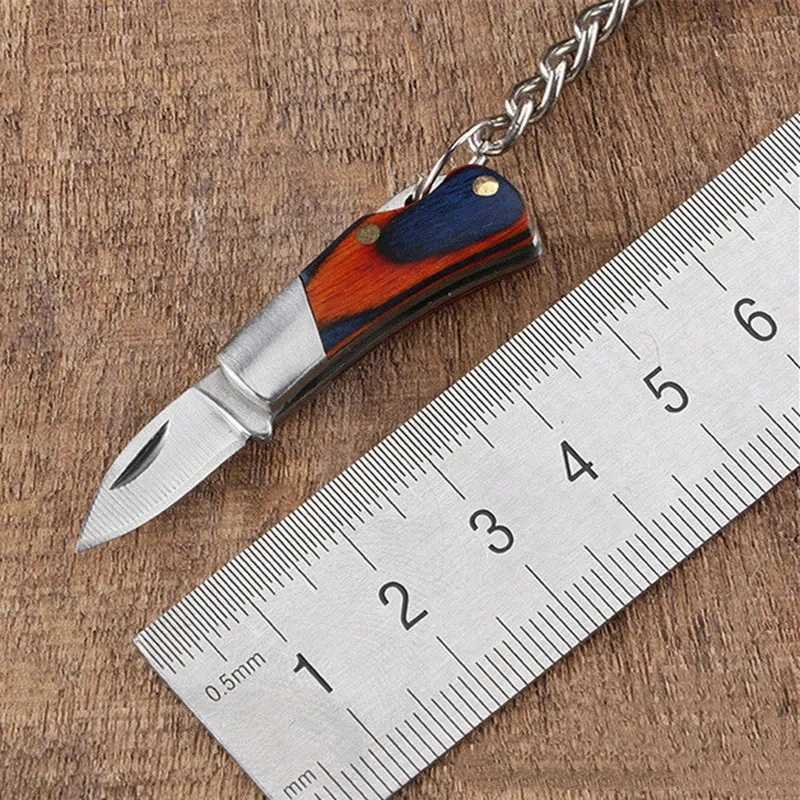1 mini folding knife keychain stainless steel portable household fruit knife tool camping hiking outdoor knife key pendant W240808