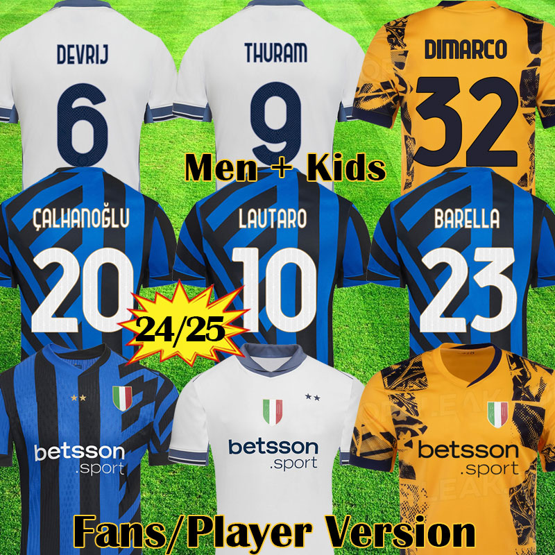 2024 2025 LAUTARO THURAM soccer jerseys BASTONI INTERS BARELLA 24 25 Special shirt PAVARD CALHANOGLU MILANS DIMARCO ANNIVERSARY Men Kids sets uniform