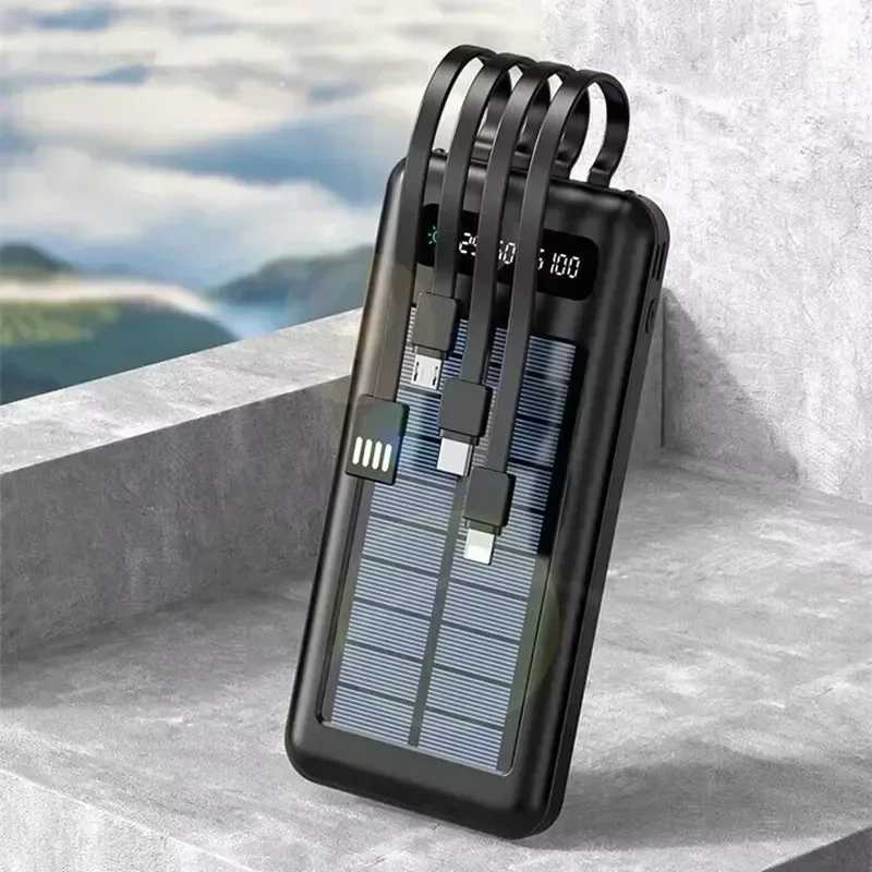 80000 Mah Solar Power Bank Thin Light Comes With Four-wire External Battery Portable Daily Power Bank For AP xm SamsungCL240808