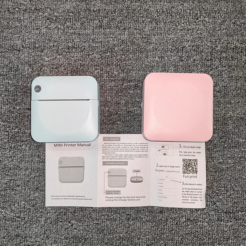 Fun Print Portable Thermal Self-adhesive Stickers Po Printer HD Mini Bluetooth 57*25mm Supplies 2d Label Maker For Phone 240809