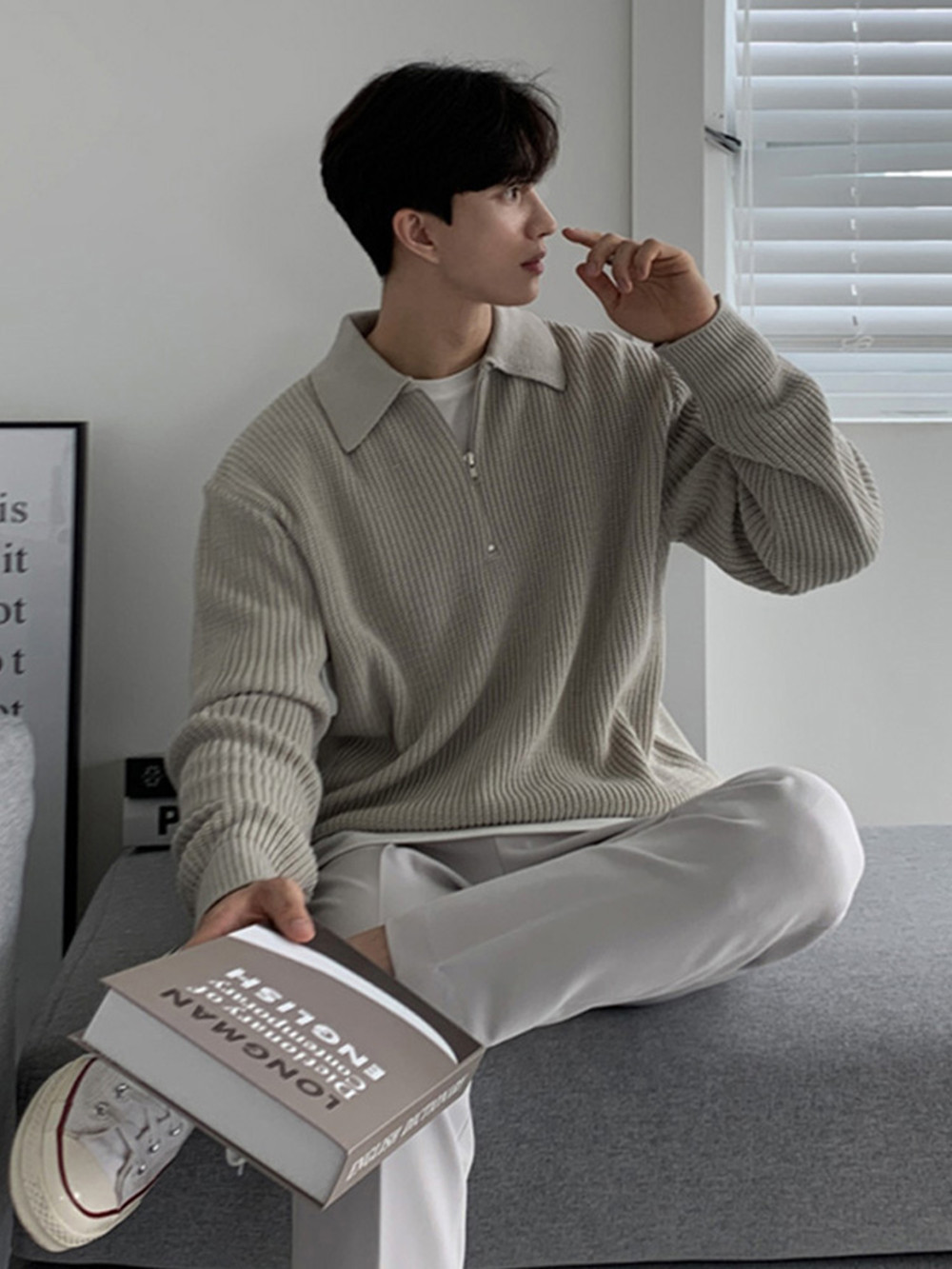 Men's Sweaters Winter Men's Sweater Casual Pullover Jumper Clothes Sweaters Man Slim Stand Collar Knitted Pullovers Male Half Zip Sweater