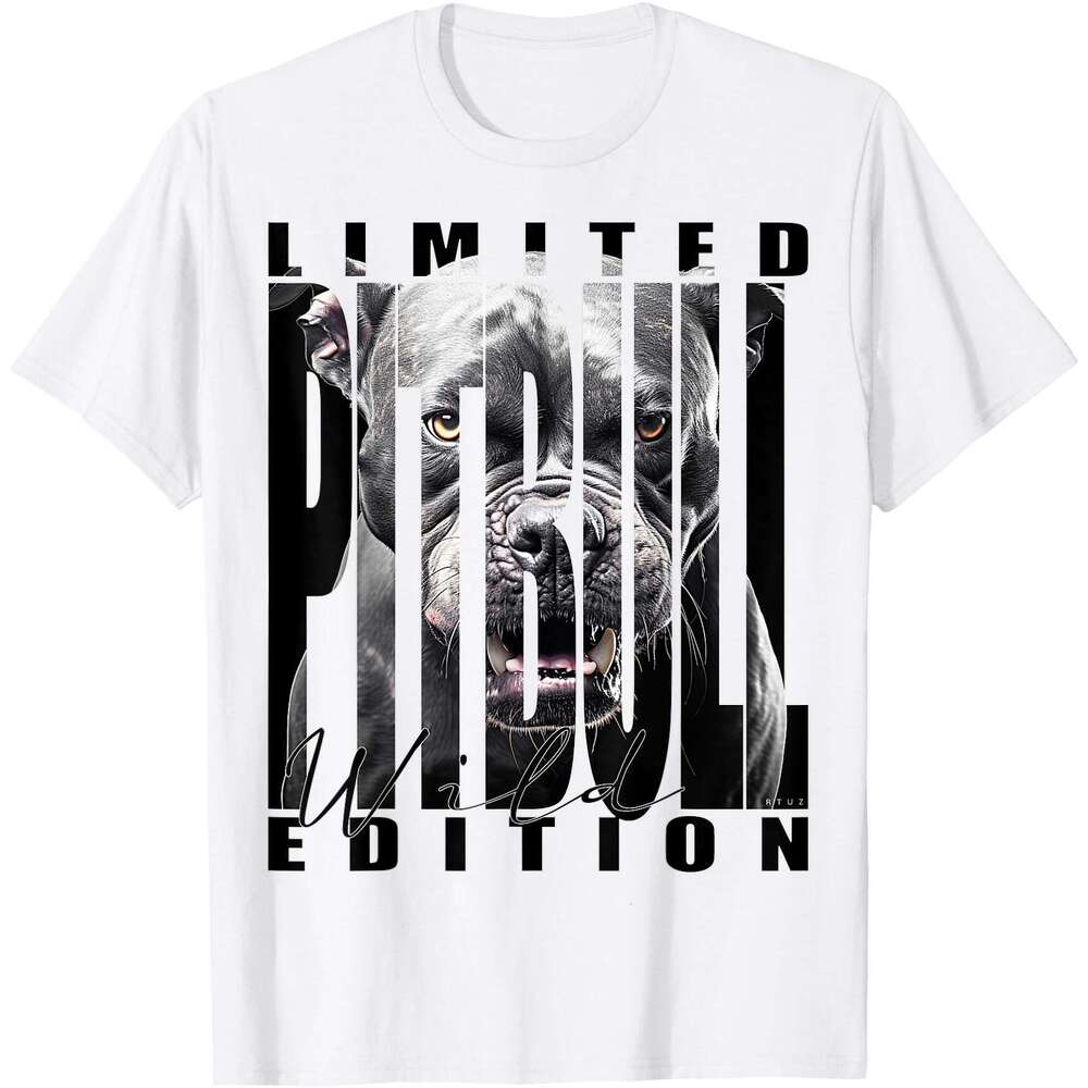 T shirt for Mens Wild Dog Pitbull Terrier Portrait Bulldog Dog Owner Pitbull T-Shirt Shirts Tshirt Graphic Tee Casual Tops Clothes Short sleeve S-2XL