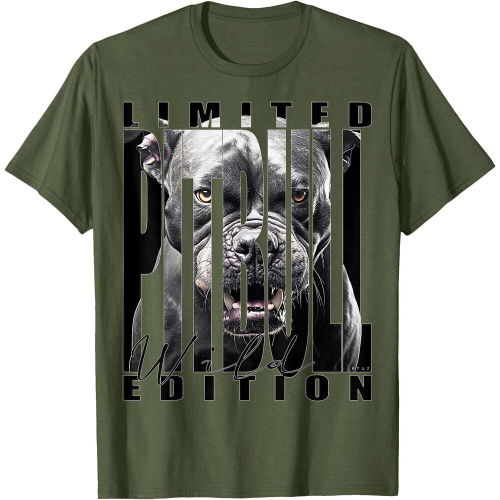 T shirt for Mens Wild Dog Pitbull Terrier Portrait Bulldog Dog Owner Pitbull T-Shirt Shirts Tshirt Graphic Tee Casual Tops Clothes Short sleeve S-2XL
