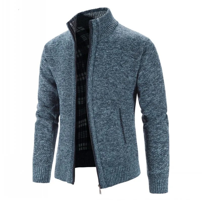 Spring and Autumn Knitted Sweater for Mens Fashion Slim Fit Open Collar Coat Solid Single Chest Co 240821