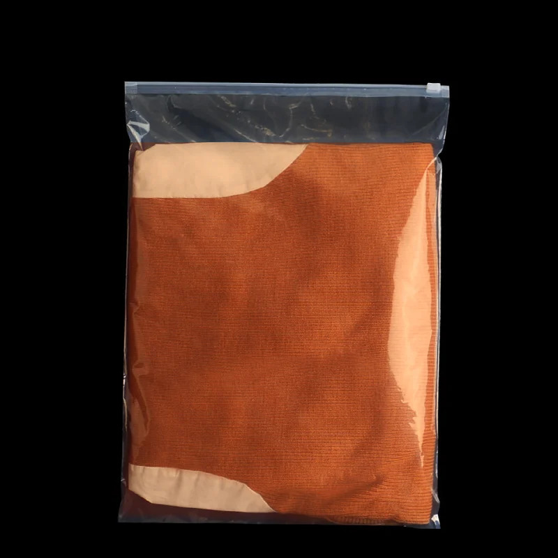 50 pieces of PE polyethylene transparent zipper bags scarves jackets shirts socks home travel storage clothing packaging printing 240809