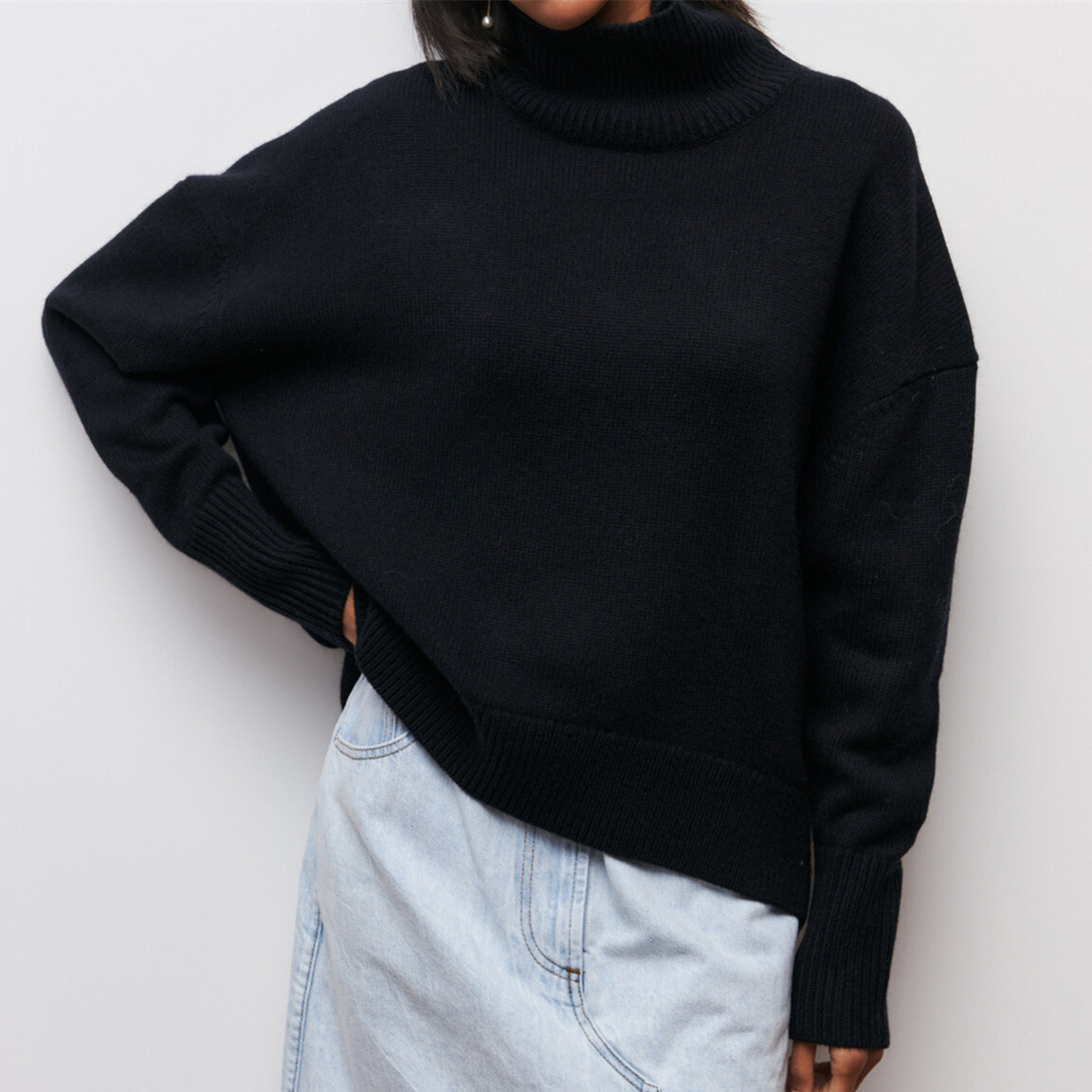 Women's new long thread loose high neck autumn/winter Russian knit sweater dongdumaoyi