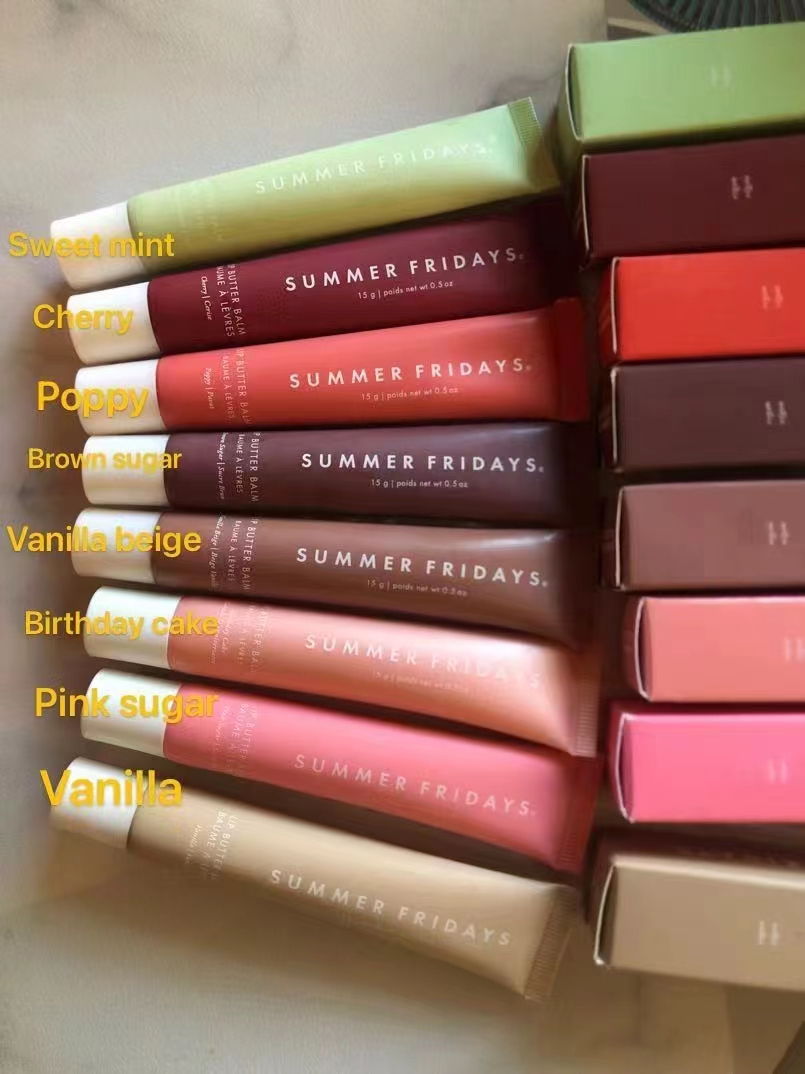 New Lip Butter Balm For Smooth And Soft Lips Pink Beige Brown Sugar Vanilla Sweet Mint Poppy Cherry Summer Fridays Free Shipping