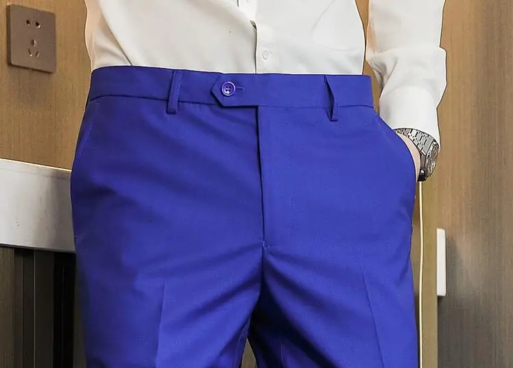 Mens Dress Pants Solid Color Slimming Business Leisure Office Wedding Formal Mens Pants High Quality Mens Clothing Set Pants 29-40 240822