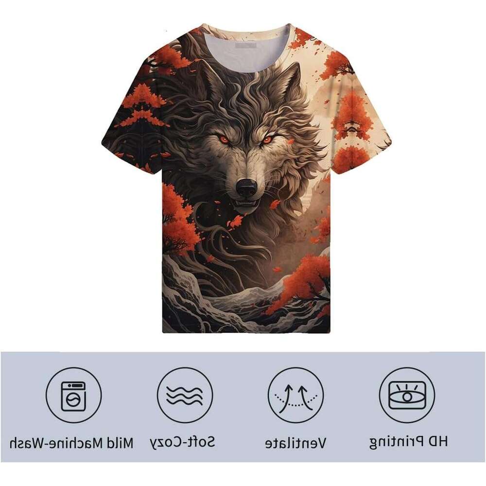 Mens T shirt Unisex The Mountain Shirt Funny Animal Wolf Digital Print Short Sleeved T-Shirt shirts tshirt graphic tee Casual tops summer clothes Shor