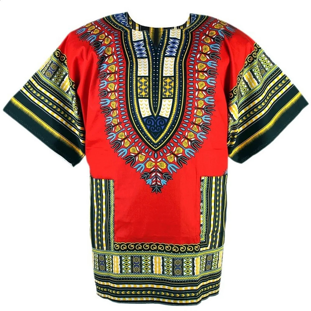 Mens Dashiki T shirt African Traditional Print Dashiki Loose Fit Unisex African Ethnic Mens Clothing Beauty Without Pocket Top 240809