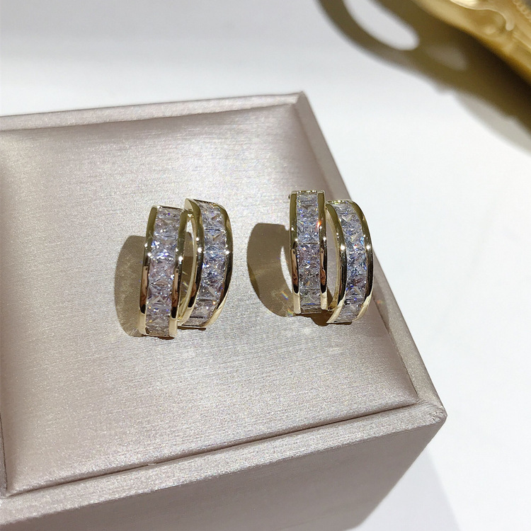 Sparkg Stud Earrings: Sterg Sier, Gold Fill, Princess Cut 5A Zirconia, Party Jewelry Gift