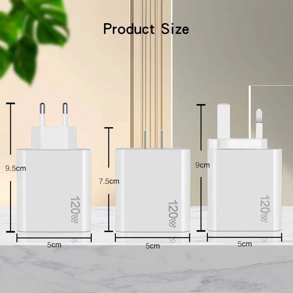 120w Charger 5 Port USB + PD Fast Charging Mobile Travel Adapter For iPhone Huawei Redmi Oneplus Samsung Realme CellphoneM240809