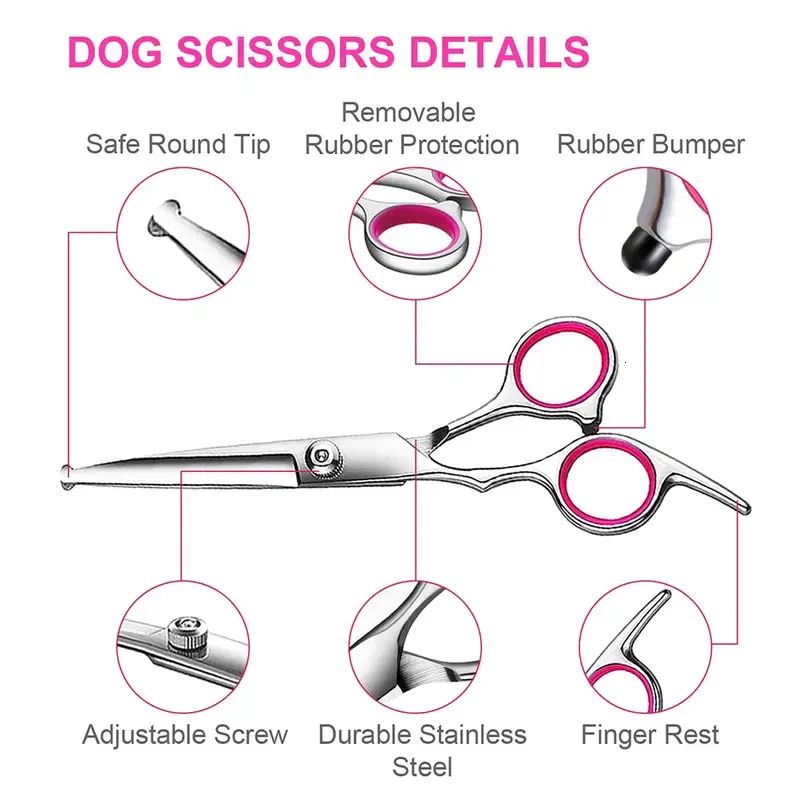 Premium Coated Dog Grooming Scissors with Safety Round Tips Professional Grade Kit for Precise and Safe Trimming 240808
