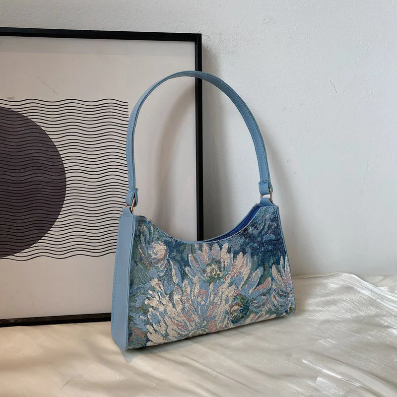 Womens Underwear Bag Autumn 2023 Trend Oil Painting Shoulder Cute Simple Handbag and Wallet Travel Small 240808