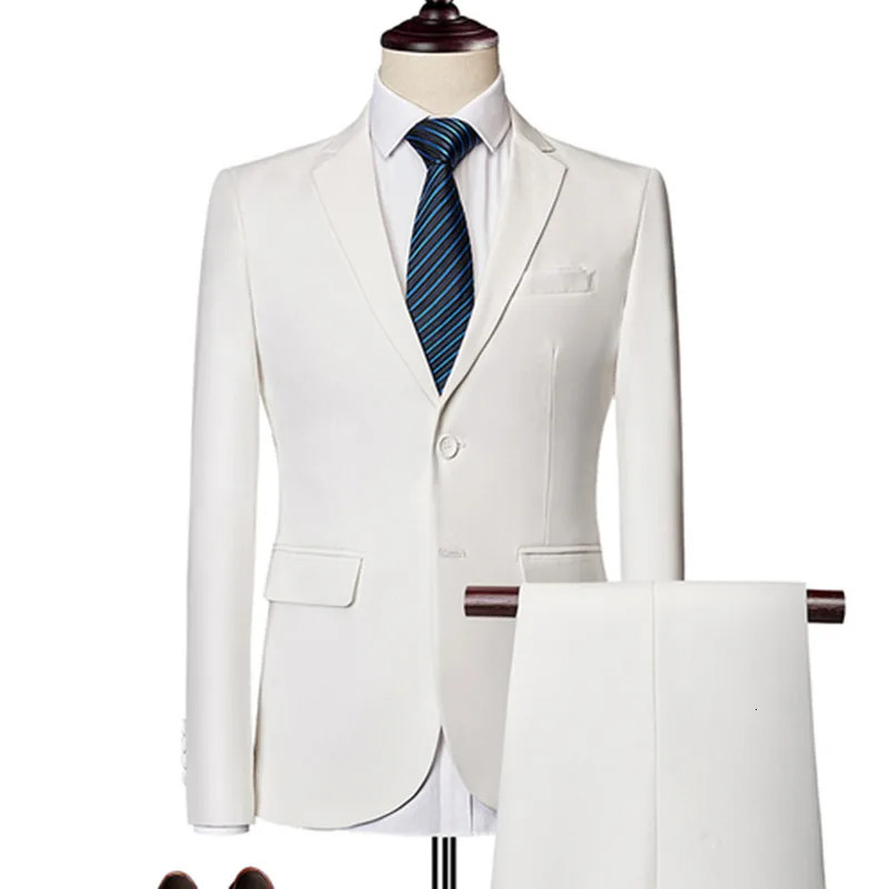JacketPants 2024 Latest Men Suit Set Formal Blazers Slim Fit Business Tuxedo 2 Pcs Suit Grooms Dress Man Suit S-6XL 240808