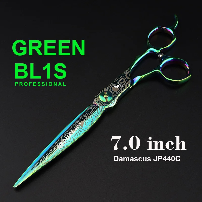 Professional Green JP440c Steel 7 Damask Pattern Hair Scissors Haircut Thinning Barber Cutting Shears Hairdresser Scissors 240808