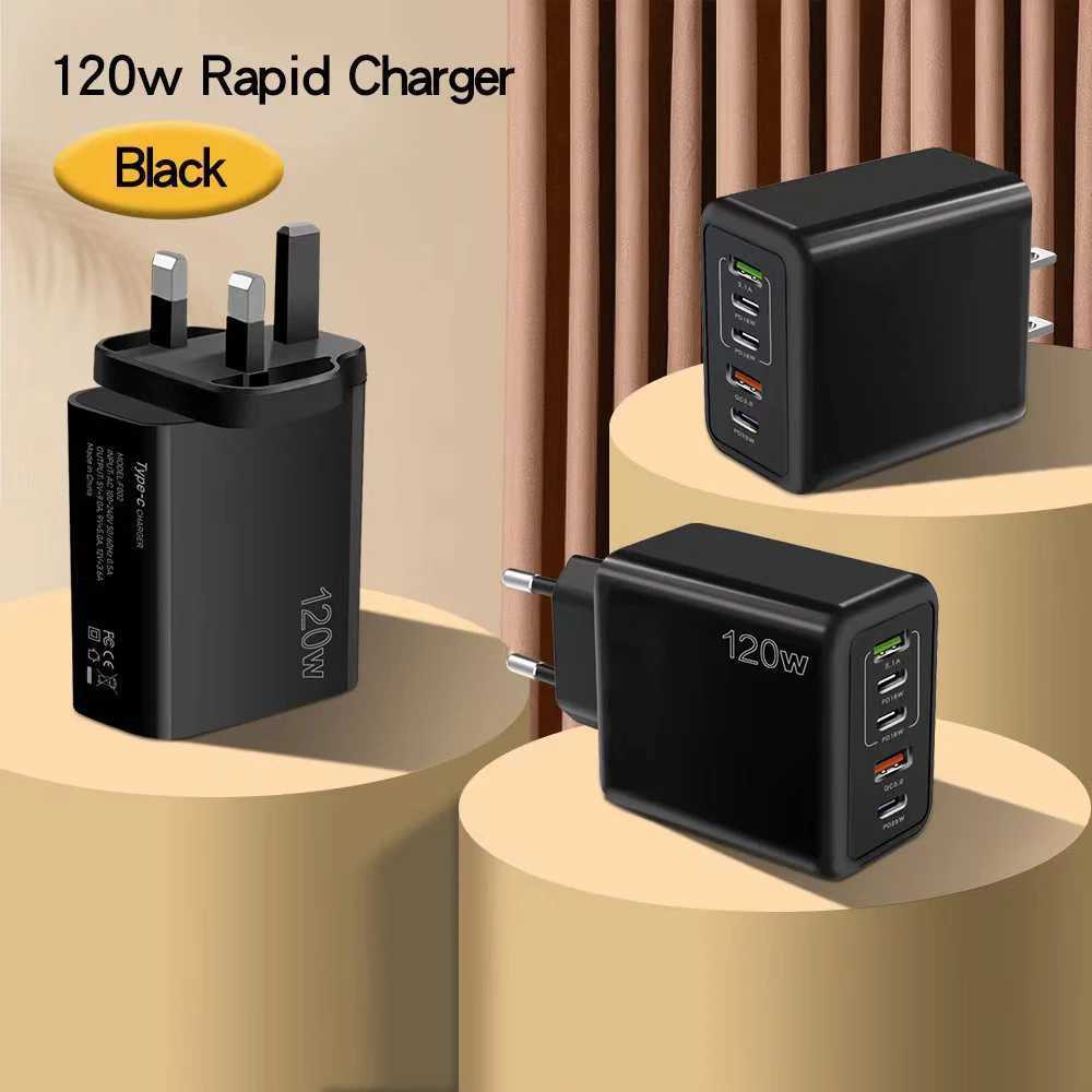 120w Charger 5 Port USB + PD Fast Charging Mobile Travel Adapter For iPhone Huawei Redmi Oneplus Samsung Realme CellphoneM240809