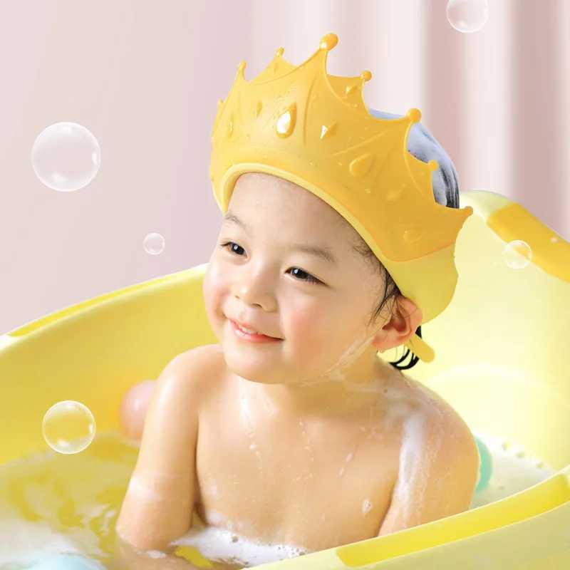 Childrens shampoo cap shower cap crown waterproof and adjustable silicone earmuffsW240717