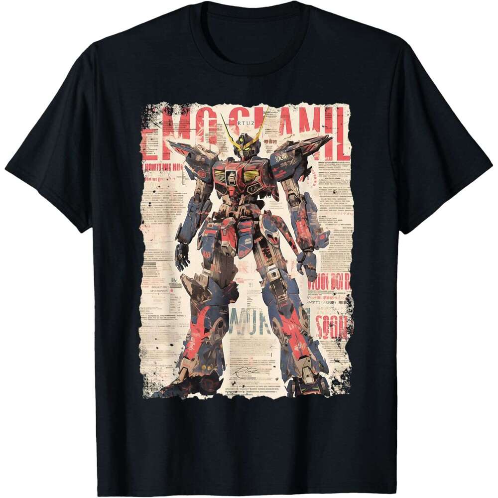 T shirt for Mens Gundam Cyberpunk Japanese cyborg futuristic robot T-Shirt Shirts Tshirt Graphic Tee Casual Tops Clothes Short sleeve Free shipping