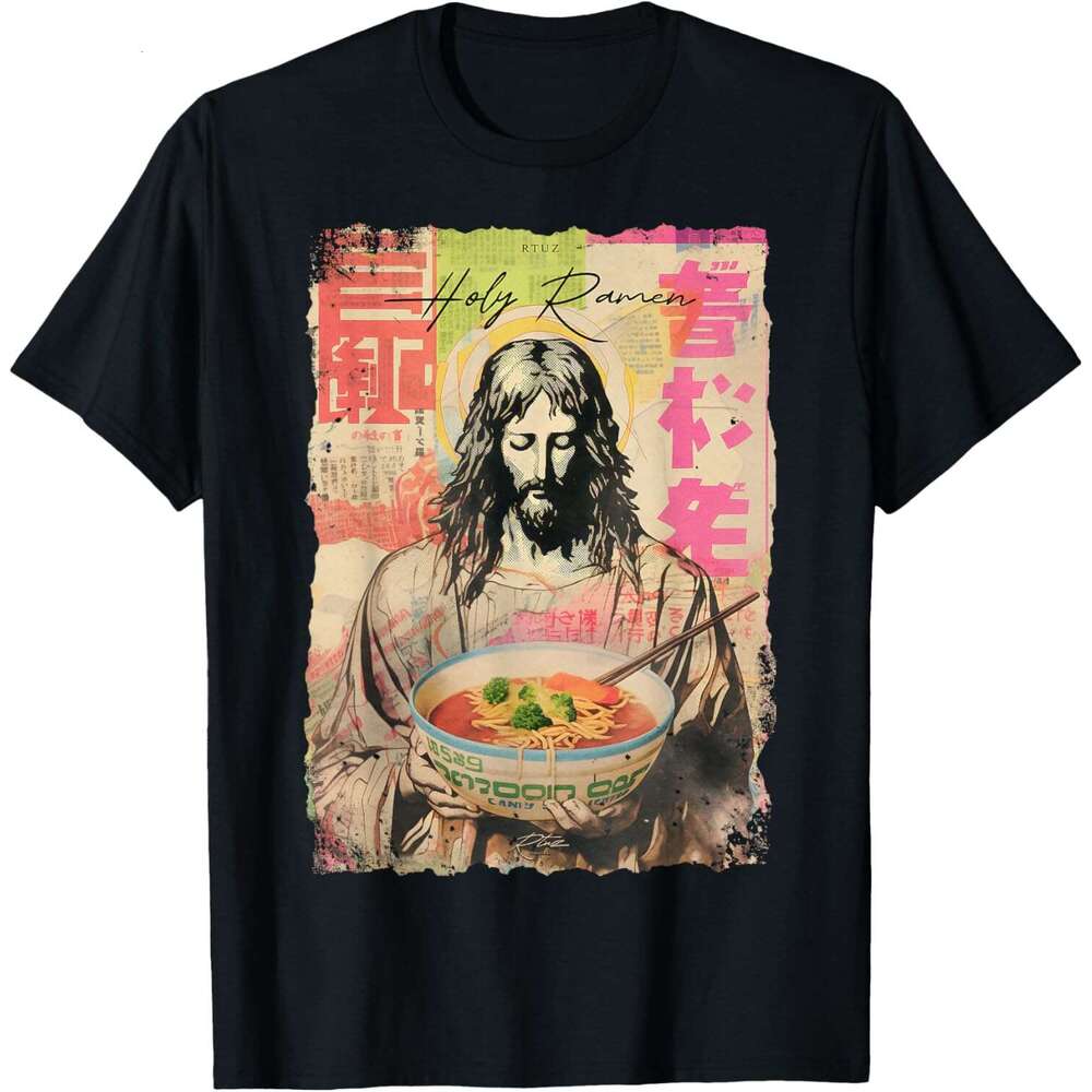 T shirt for Mens Holy Ramen Noodle Asia Art Anime Manga Jesus Ramen T-Shirt Shirts Tshirt Graphic Tee Casual Tops Clothes Short sleeve