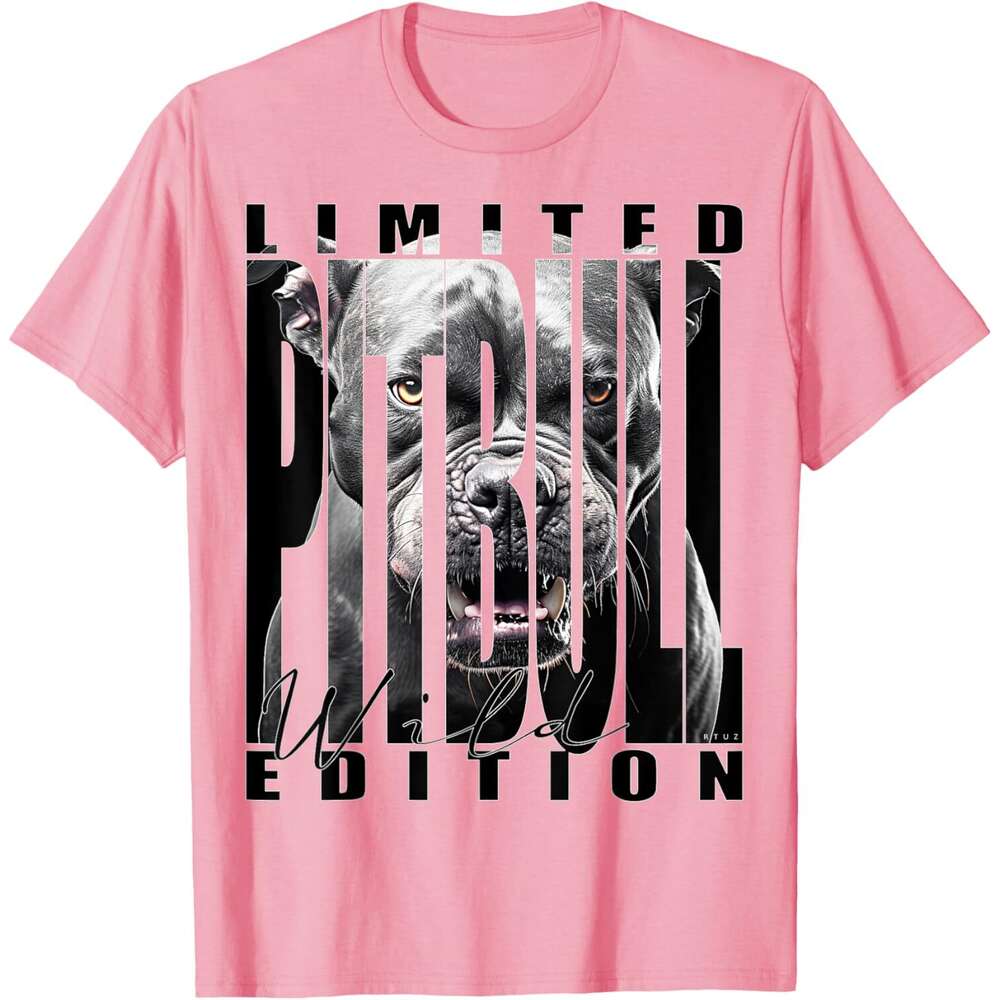 T shirt for Mens Wild Dog Pitbull Terrier Portrait Bulldog Dog Owner Pitbull T-Shirt Shirts Tshirt Graphic Tee Casual Tops Clothes Short sleeve S-2XL