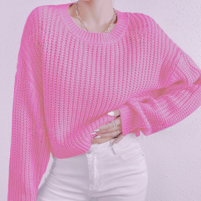 Autumn/Winter New Women's Loose Short Hoodie Round Neck Long Sleeve Knitted Sweater dongdumaoyi
