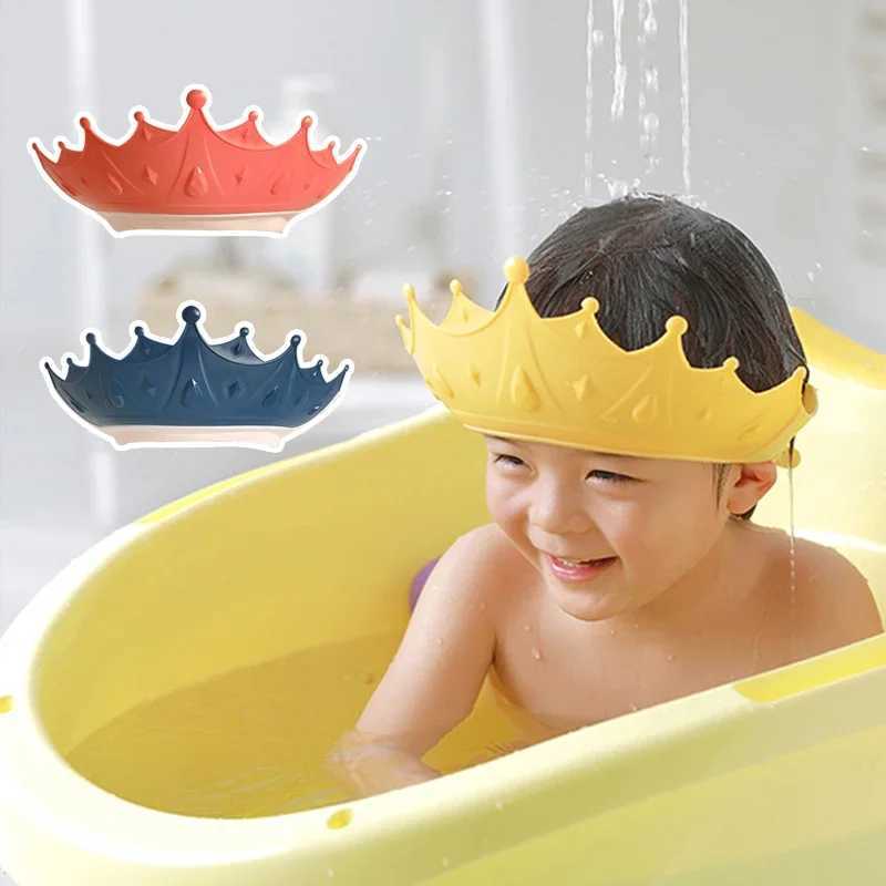Adjustable baby shower shampoo cap crown shaped shampoo and hair care cap for baby ear protection and safety childrens shower head coverW240717