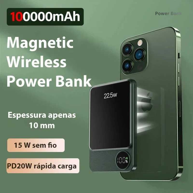 Wireless Power Bank Magnetic 100000mAh Portable Powerbank Type C Fast Charger For iPhone xm Samsung All Magsafe Series PhoneCL240808