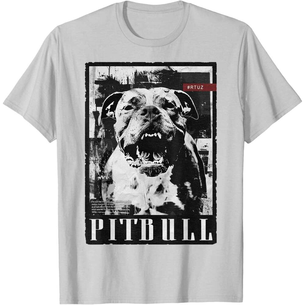 T shirt for Mens Wild Dog Pitbull Terrier Portrait Bulldog Dog Owner Pitbull T-Shirt Black White Shirts Tshirt Graphic Tee Casual Tops Clothes Short s