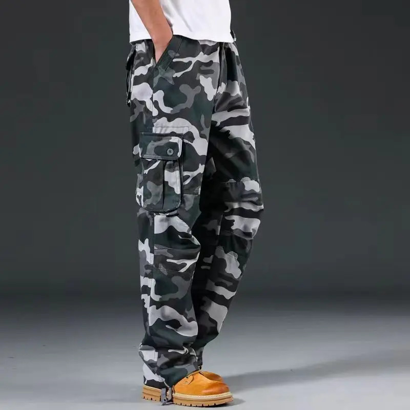 camouflage pants mens casual multi pocket cargo Trojan horse hiphop runner city coat flag tactical M5XL 240808