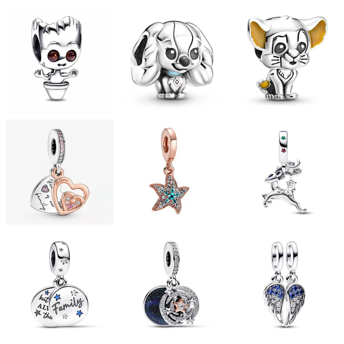 European 925 Sterling Silver Loose Beads Charms Women Cat Wing For PAN Design Fits 3mm Snake Chain Bracelets Birthday Christmas Gift DIY Making Jewelry B054