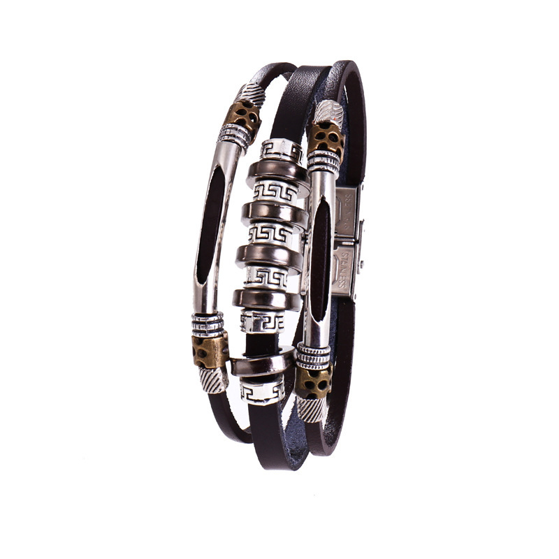 Cowhide bracelet woven jewelry gift retro multi-layer loop watch buckle men's bracelet