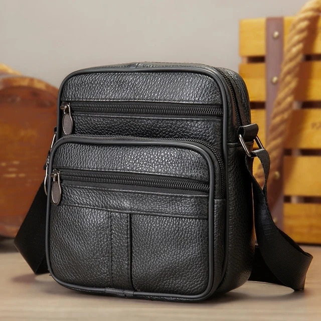 Mens shoulder bag genuine denim leather handbag mens fashion gift cross body briefcase 240808