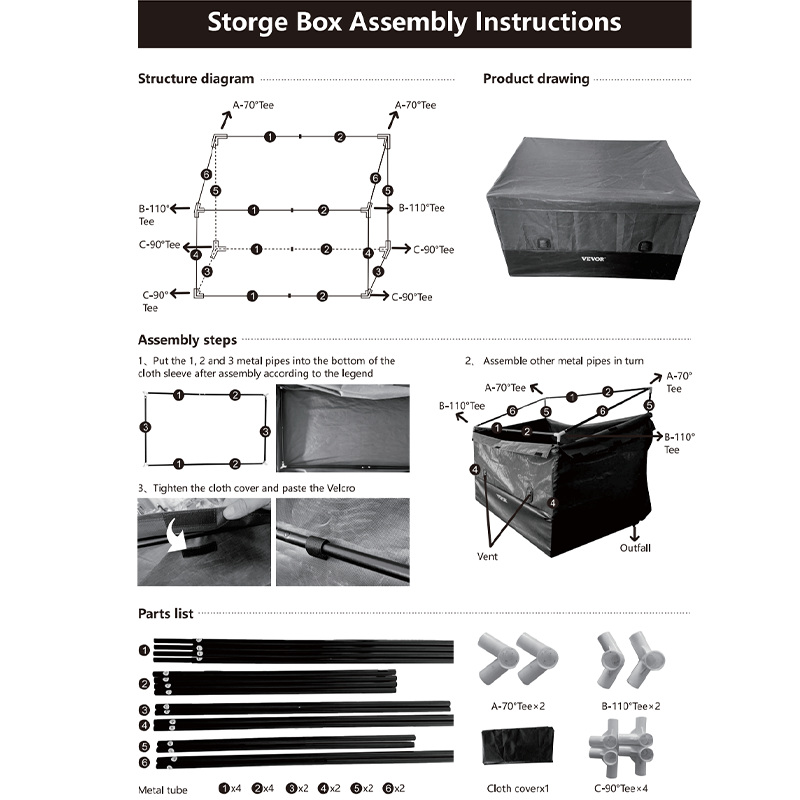 Large capacity storage box for campsites camping travel car luggage storage box