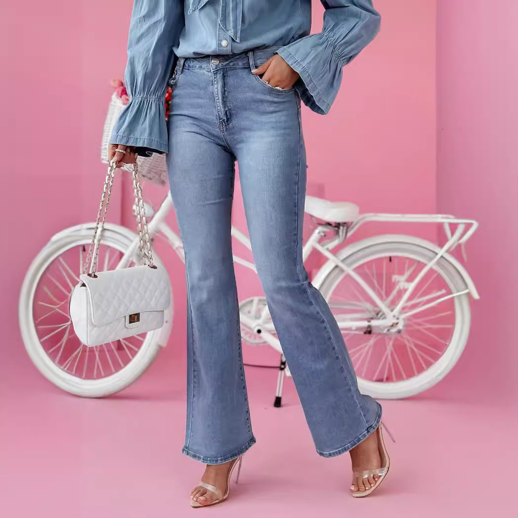 Spring Summer New Micro La Jeans Womens Fashion Style Commuter Casual Pants