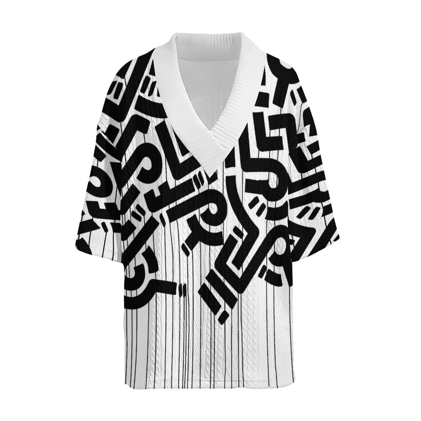 2024 Summer 3D Printed Loose Size Casual Style Plus Vneck Knitted Mens Tshirt Two Piece Set y240809