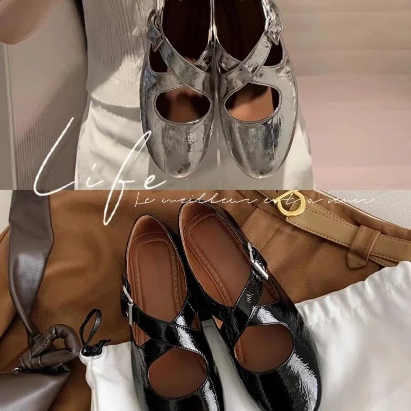 Women Shallow Ballet Autumn Fashion Cross Buckle Mary Jane Casual Comfort Dress Ballerina Flats Shoes #ddmykukumalu