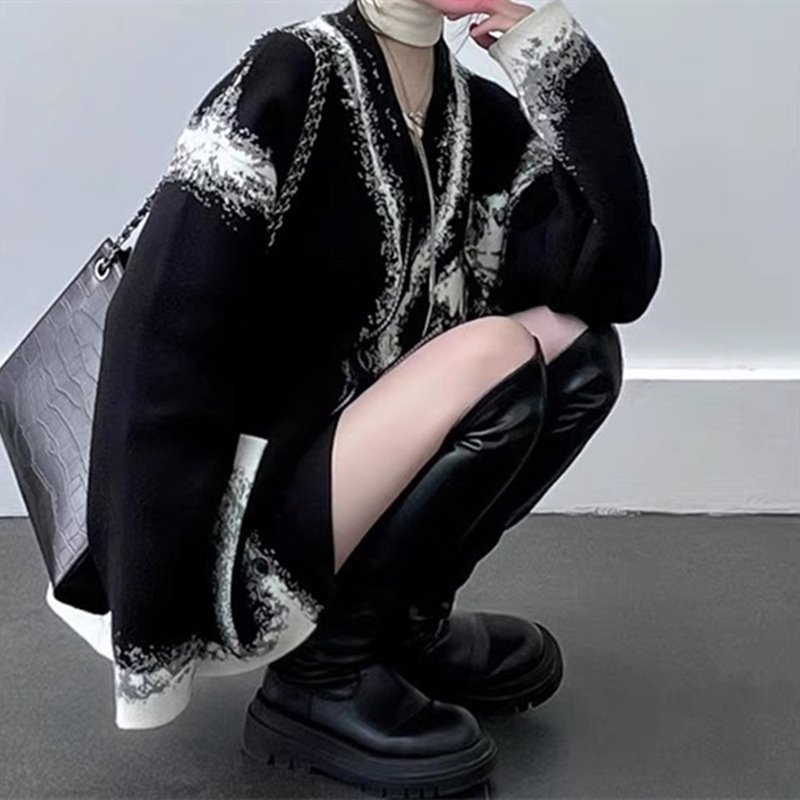 New Autumn and Winter Knitted Jacket for Women with a Lazy and Loose Design Womens Cardigan and Stylish Top Jacket